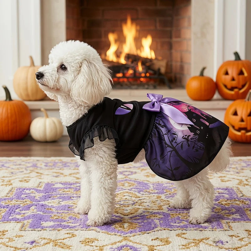 Bat-Sleeve Tutu Dress with Bow Halloween Costume
