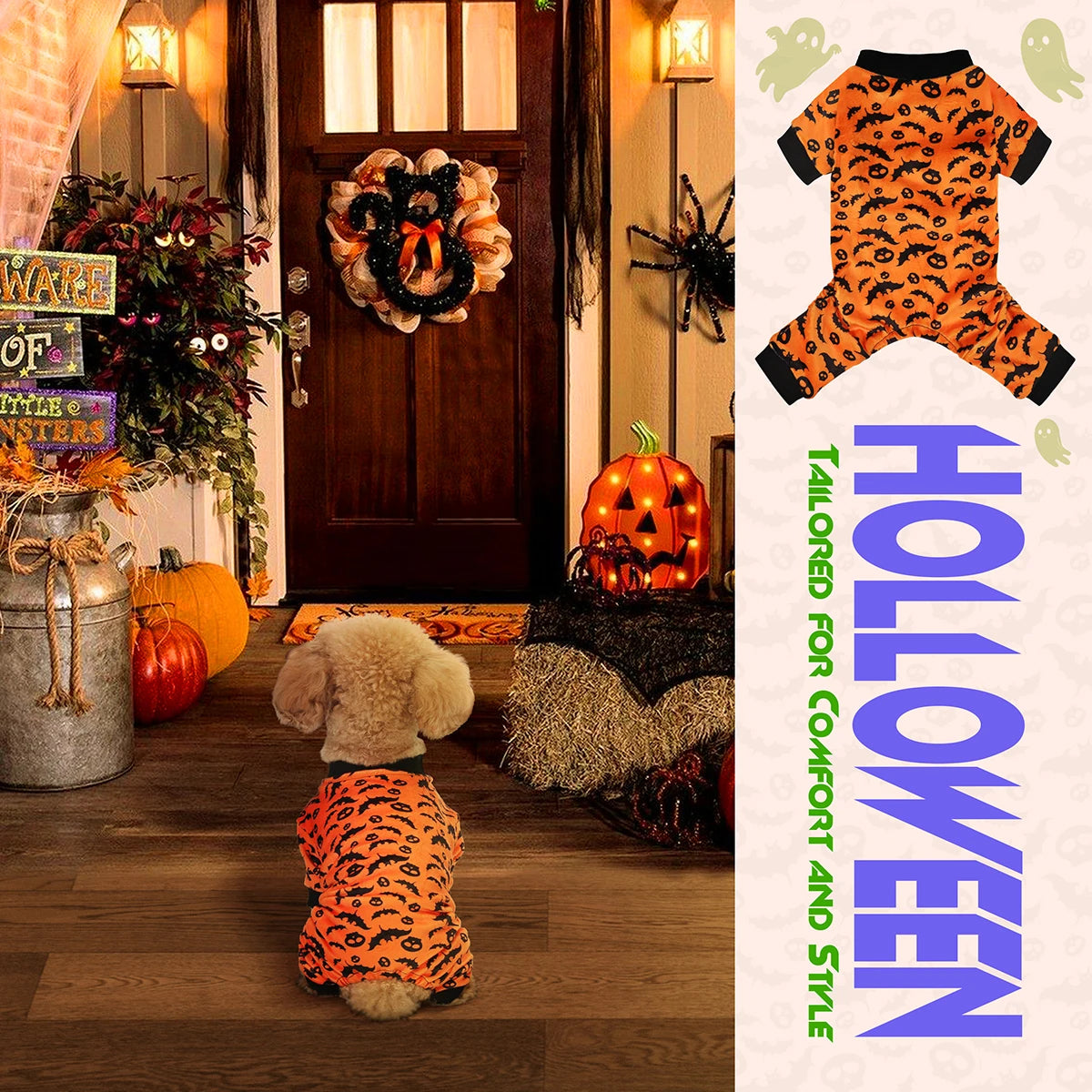 Bat & Skull Dog Pajamas Halloween Costume