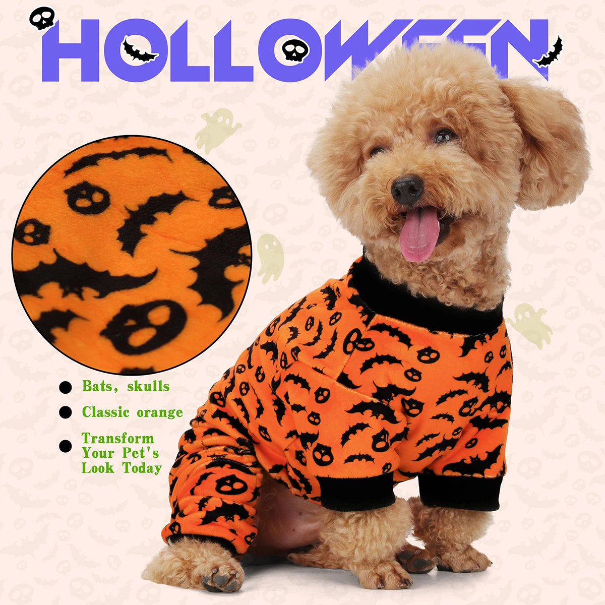 Bat & Skull Dog Pajamas Halloween Costume