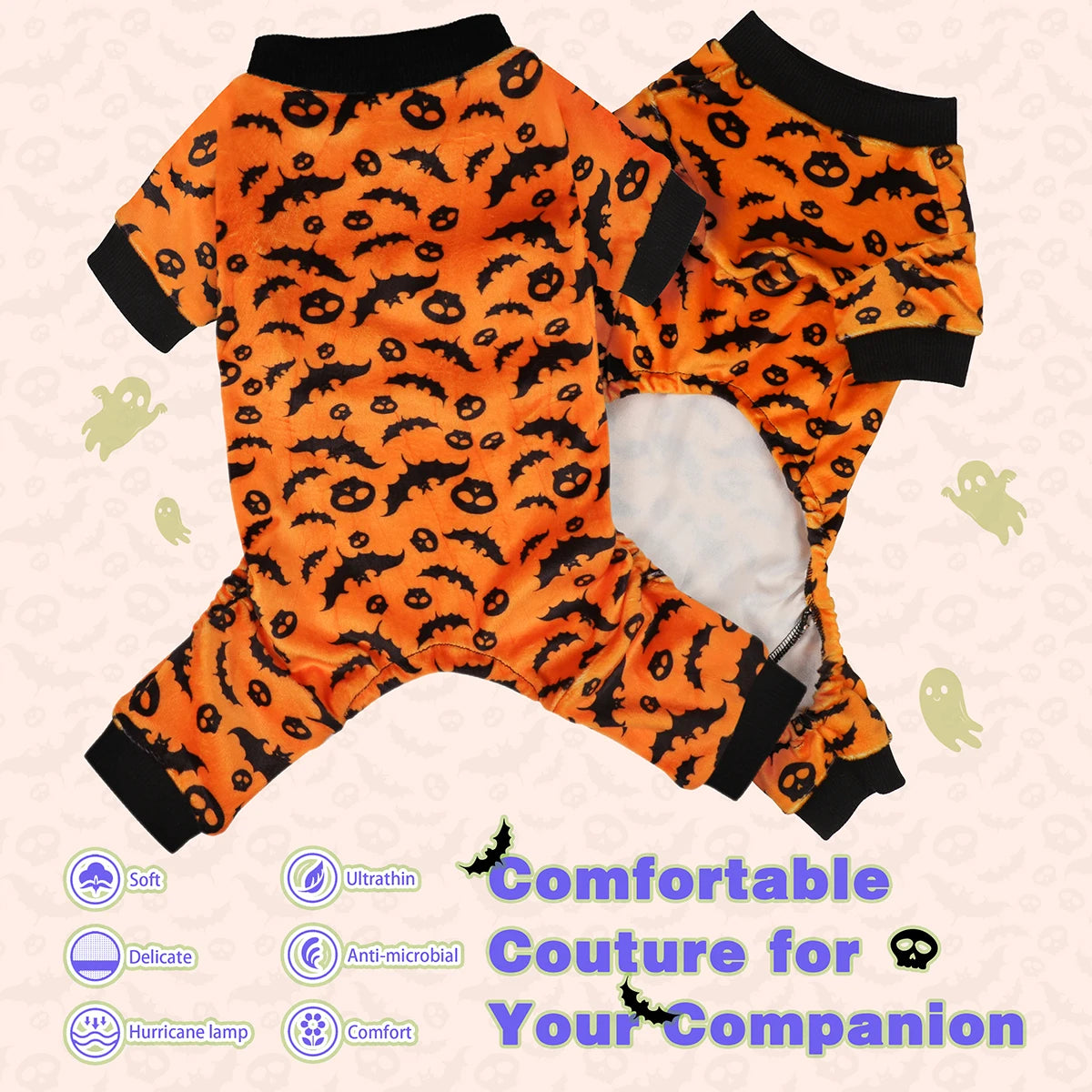 Bat & Skull Dog Pajamas Halloween Costume